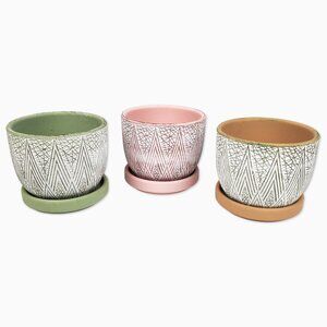 Set of 3 Terracotta Garden Succulent Planting Pots